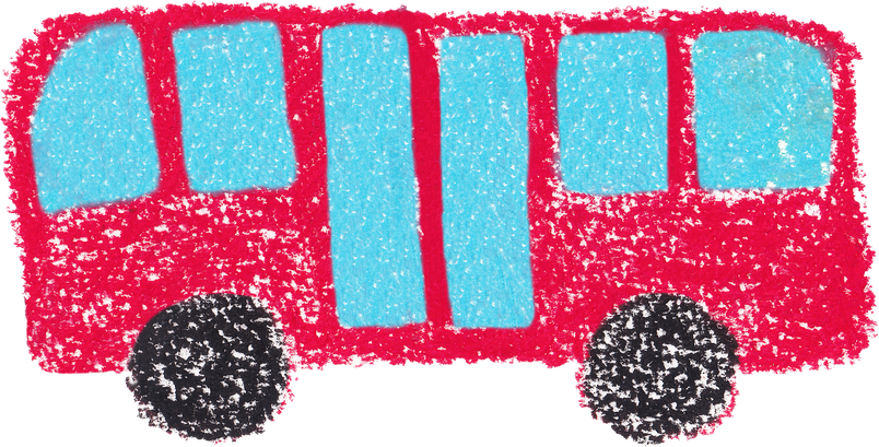 Oil Pastel Bus Illustration