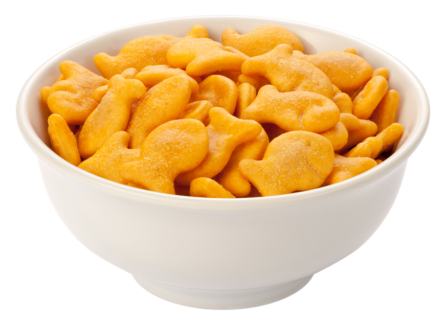 Goldfish Crackers in a White Dish